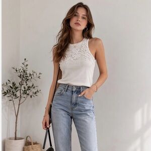 Caroline Constas | white lace detail tank